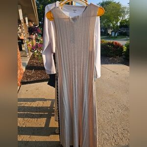 A New Day Cream Pleated Maxi Dress with Bishop Sleeves